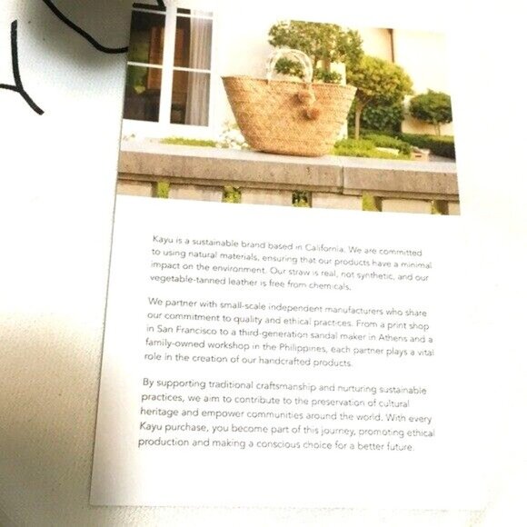 KAYU Mini St Tropez Straw Tote Bag Pom Pom Natural Sea foam Green Travel - Picture 13 of 14